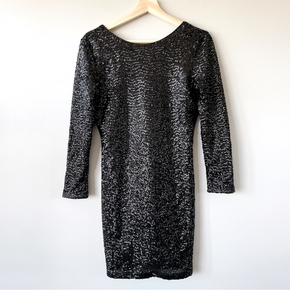 H&M Sequin dress size 10 cocktail little black dress holiday party New Years Eve
